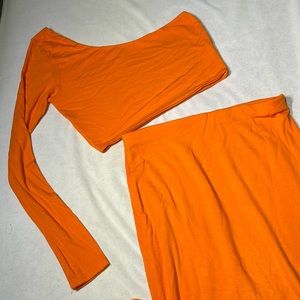 Naked wardrobe 2 piece orange skirt set